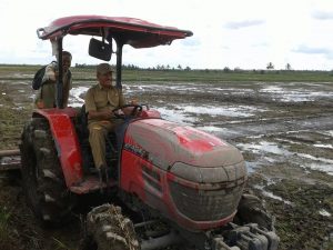 Berita Gambar: Pengolahan Lahan Program UPSUS Desa Mukti Jaya oleh Bapak Camat Kecamatan Muara Telang
