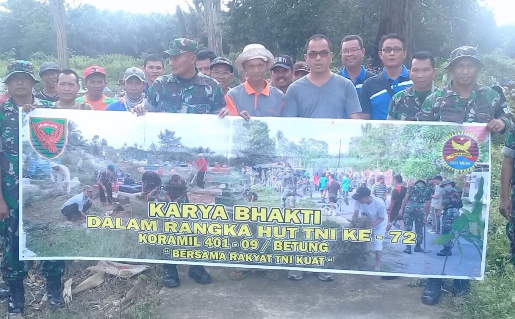 Koramil 401 – 09 / Betung Gelar Kerja Bakti Bersama Pemdes Lubuk Lancang
