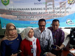 BPOM Palembang Musnahkan 10.500 Tahu dan 2440 kg Mie Basah Berformalin