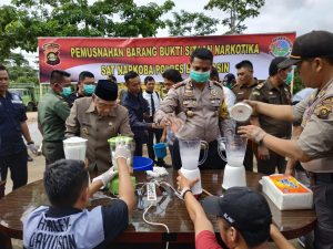 Polres Banyuasin musnahkan puluhan kg Narkotika