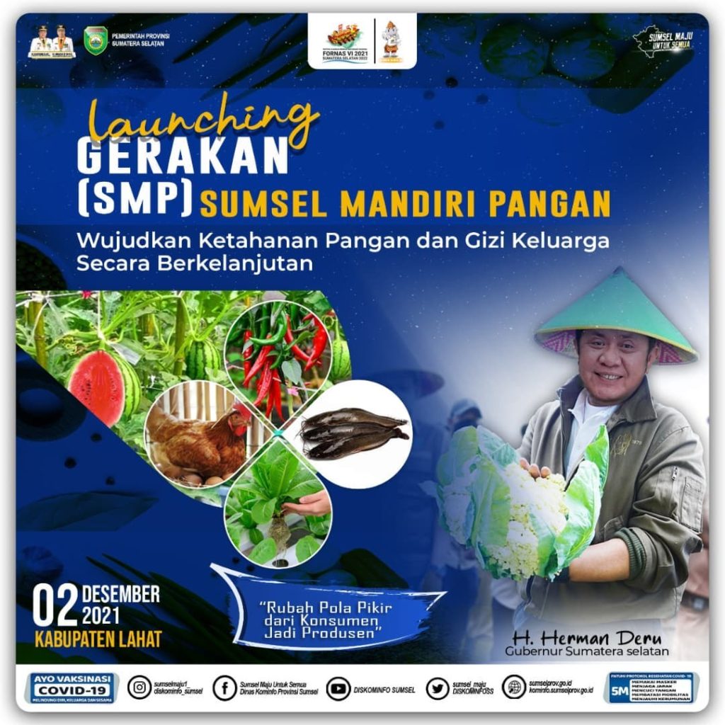 Gerakan Sumsel Mandiri Pangan, Herman Deru Serukan Rubah Pola Pikir dari Konsumen Menjadi Produsen