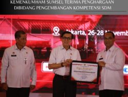 Kemenkumham Sumsel Terima Penghargaan dibidang Pengembangan Kompetensi SDM