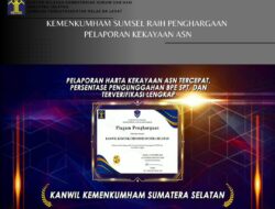 Kemenkumham Sumsel Raih Penghargaan Pelaporan Kekayaan ASN
