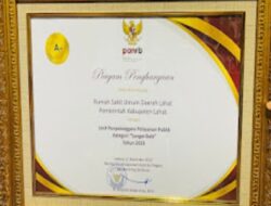 RSUD Lahat Raih Penghargaan Unit Pemeliharaan Pelayanan Publik katagori Sangat Baik Tahun 2023 dari Kemenpan-RB RI