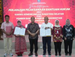 13 OBH Terakreditasi Tandatangani Perjanjian Pelaksanaan Bantuan Hukum di Kemenkumham Sumsel