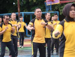 Polres Lahat Gelar Olah Raga Bersama Personel jajaran Polres Lahat