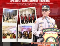 Kapolres Lahat, memberikan Apresiasi yang setinggi-tingginya kepada 3 Pasangan Calon, Pendukung, dan Seluruh Lapisan Masyarakat, atas tertib dan Kondusifnya Debat Publik Pertama Pilkada 2024