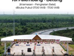 Ruas Tol Fungsional Palembang–Betung Segmen Kramasan – Pangkalan Balai Dibuka Terbatas