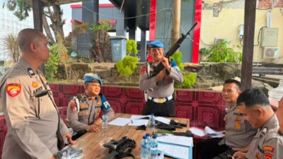 Propam Polda Sumsel Laksanakan Pemeriksaan Senjata Api Dinas di Polres Lahat